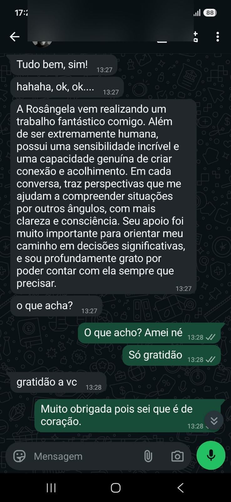 Depoimento de cliente 3 sobre um atendimento com Rosä